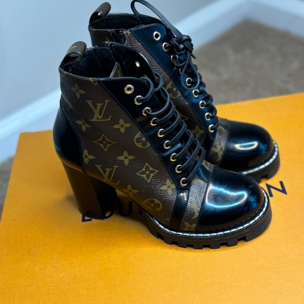 Louis Vuitton Star Trail Monogram Black and Brown Heeled Boots